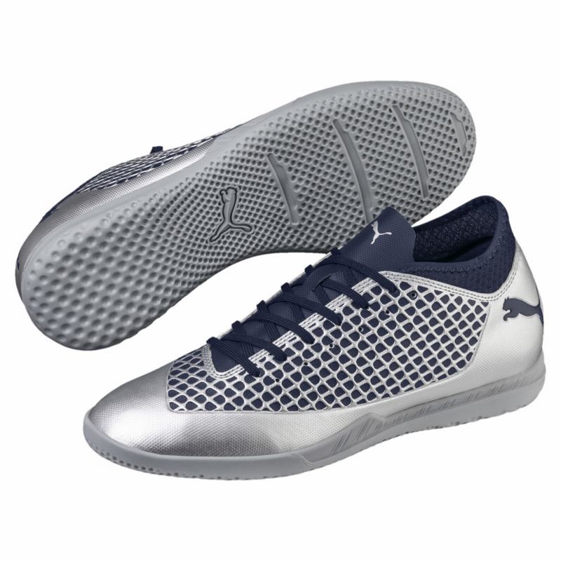 Chaussure de Foot Puma Future 2.4 It Homme Argent/Bleu Marine Soldes 218MTJIX